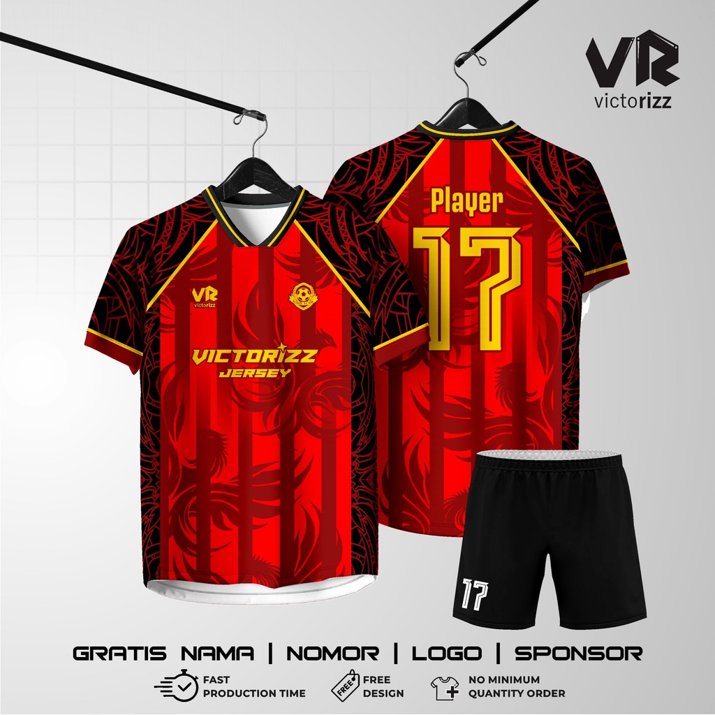 JERSEY FULL PRINTING FREE CUSTOM DESIGN CUSTOM NAMA DAN NOMOR | JERSEY FUTSAL/SEPAK BOLA/BADMINTON/V