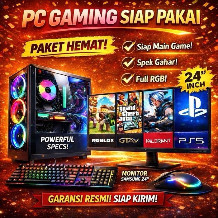 PC Gaming Rakitan Fullset Siap Streaming – PC Gaming i7 I RAM 16GB I SSD 128GB I VGA 4GB I HDD 500GB