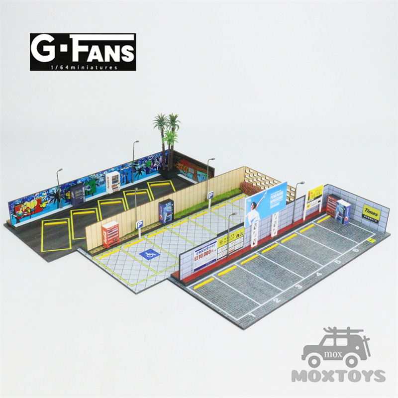 G-FANS 1:64 Diorama Bangunan Pantai/Jalan Jepang/Model Pemandangan Parkir Taman Diorama Led
