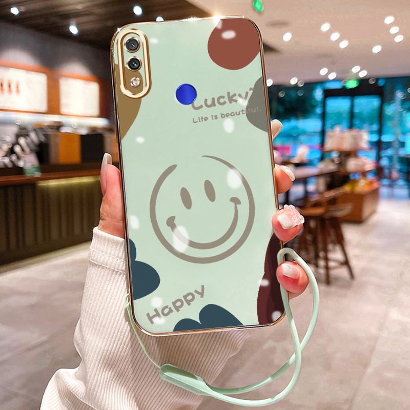 Casing Hp Untuk Xiaomi Redmi Note 7 Note 7s Note 7 Pro Case Lucky Emoji Elektro Plating Cesing silik