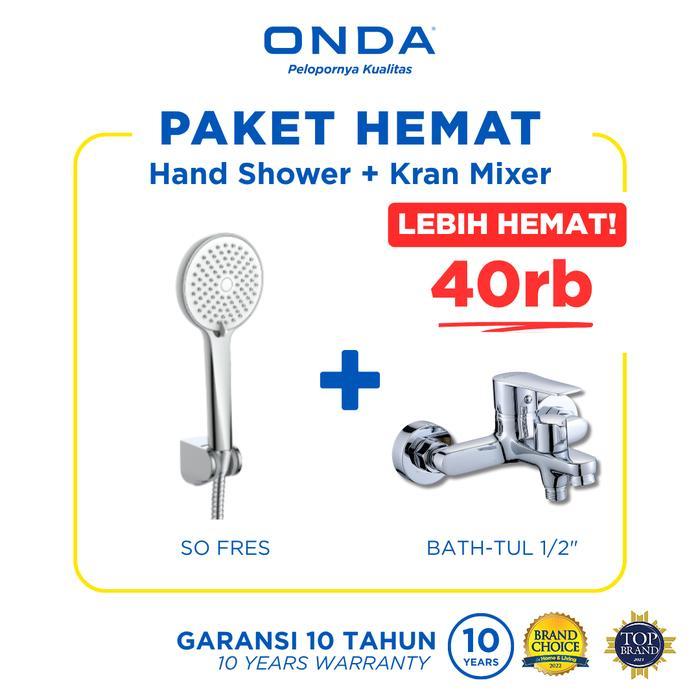 ONDA PAKET HEMAT Hand Shower Set dan Kran Shower 2 Cabang - Hand Shower SO FRES + Kran Mixer