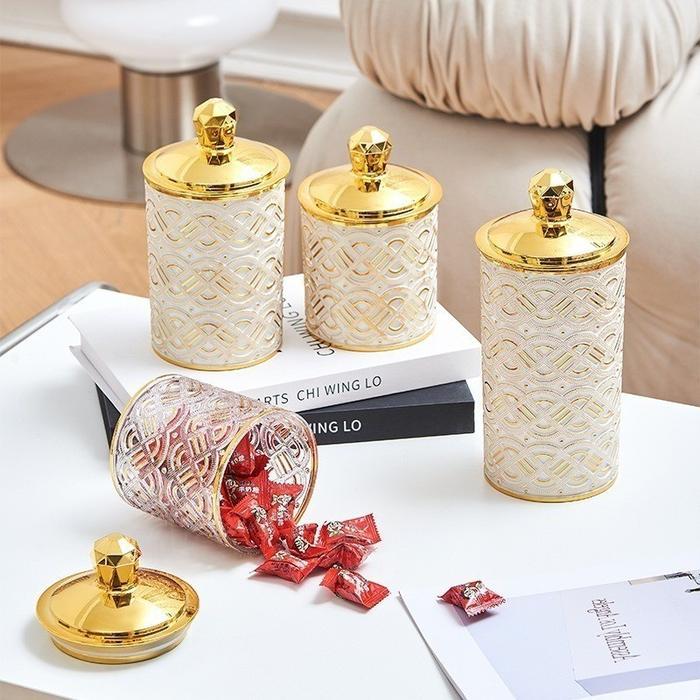 3Pcs/Set Toples Lebaran Aesthetic Mewah / Toples Mewah Aesthetic Plastik Vintage Emas / Toples Kue