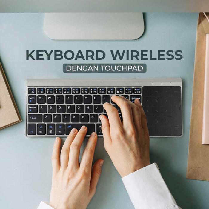 Keyboard Wireless QWERTY dengan Touchpad - Q63 laptop / pc