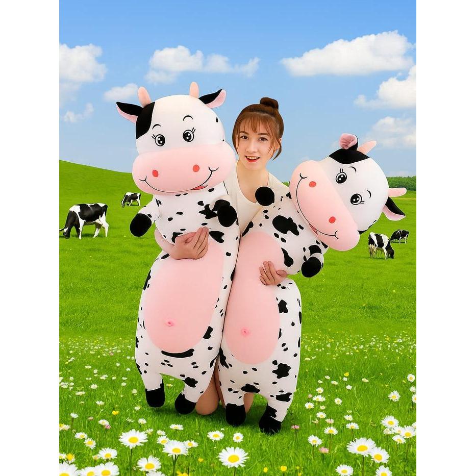 Miniso Toys - Boneka Sapi Jumbo Import Ukuran 80Cm & 60Cm Guling Cow Pillow Halus Empuk Sni Dolls
