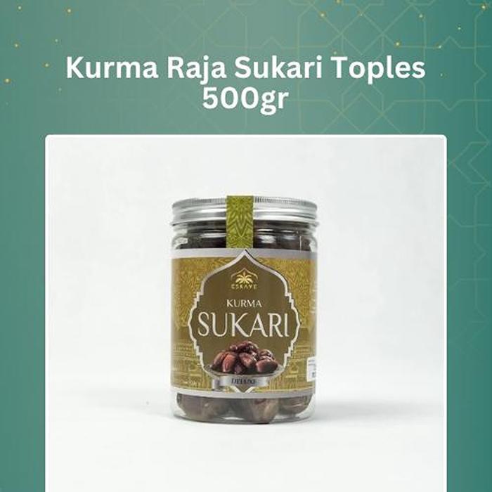 DISKON Kurma Raja Sukari Toples 500gr - Kurma Sukari Saudi Arabia, Besar, Coklat Terang, Ujung
