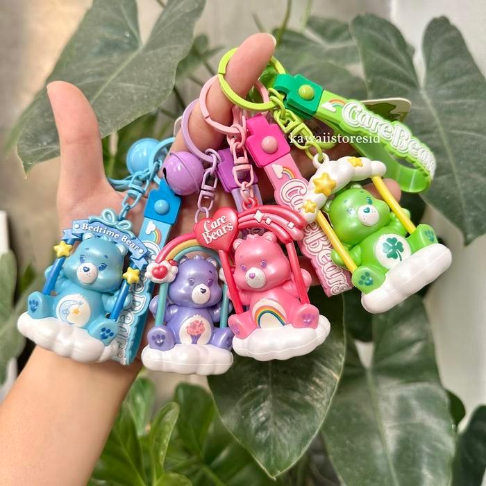 Terlaris Gantungan Kunci Silikon Silicone Karakter Care Bears Pink Ungu Hijau Biru Ganci Keychain