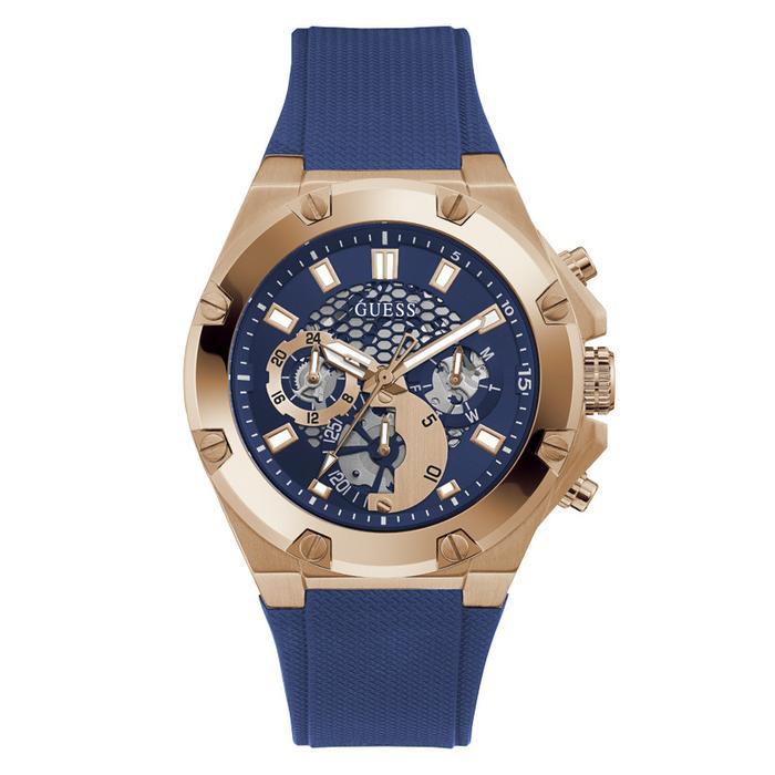 Sedia GUESS GW0334G3 Original THIRD GEAR Jam Tangan Pria Analog Blue Rubber