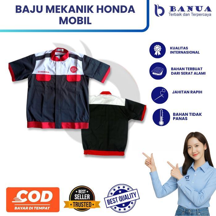 Baju Mekanik Honda Mobil New / Wearpack Honda Mobil / Wearpack Honda Merah Hitam/ Wearpack Bengkel