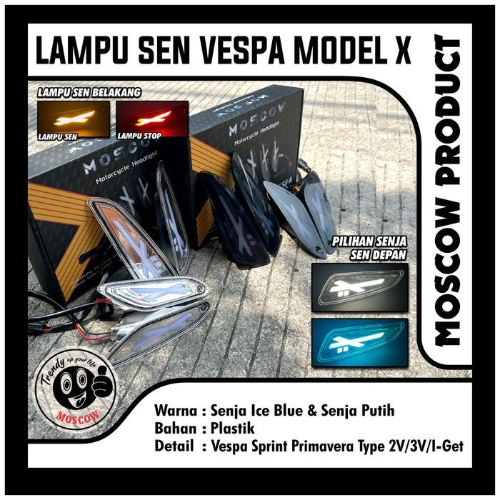 Lampu Sen Vespa Sprint Primavera 2V 3V I-Get 2013 - 2024 Pnp Soket Mika Smoke / Clear Lampu Sein
