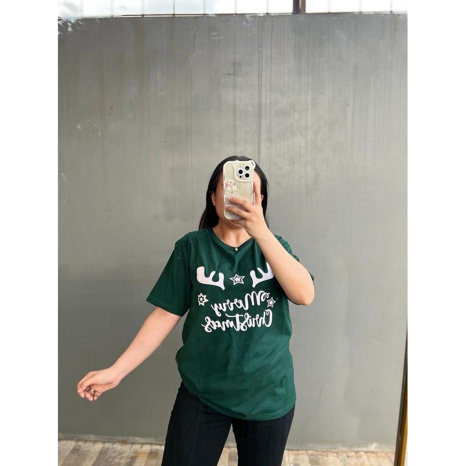 MERRY CHRISTMAS COLLECTION MERRY NATAL BAJU KAOS TUMBLR TEE TSHIRT HIJAU BOTOL OVERSIZE PUTIH MAROON