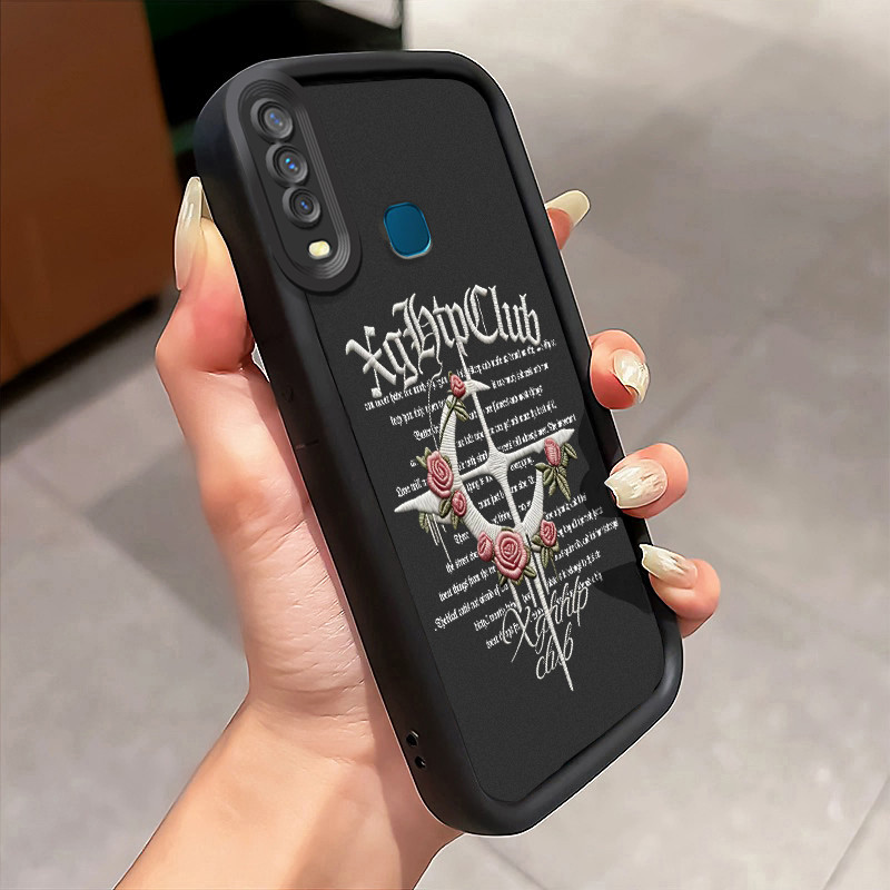 Casing Hp Untuk VIVO Y17 Y15 Y12 Y12i Y3 Y3s 2020 Case Gaya Gotik Mawar melilit salib Kasing silikon