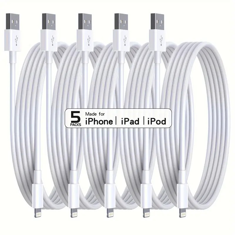 5PCS For iPhone MFi Certified Charging Cable USB A to Lightning Data Cable Fast Charging Cable
