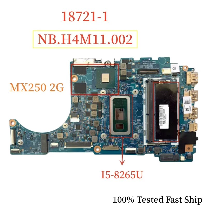 18721-1 For Acer Swift 3 SF314-56G Motherboard NBH4M11002 448.0E718.0011 With I5-8265U+MX250 2G