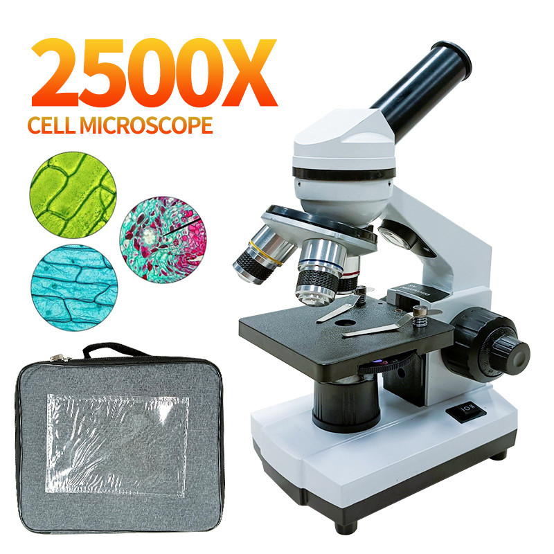 Mikroskop Sel Digital 40X-2500X dengan Set Slide Mikroskop Adaptor Ponsel Mikroskop Biologis Kuat un
