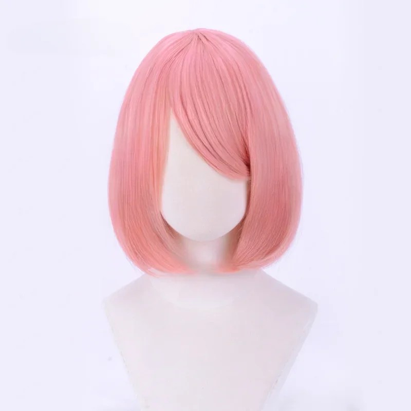 Anime Haruno Sakura Cosplay Wig Short Pink Heat Resistant Synthetic Hair Anime Cosplay Wigs High