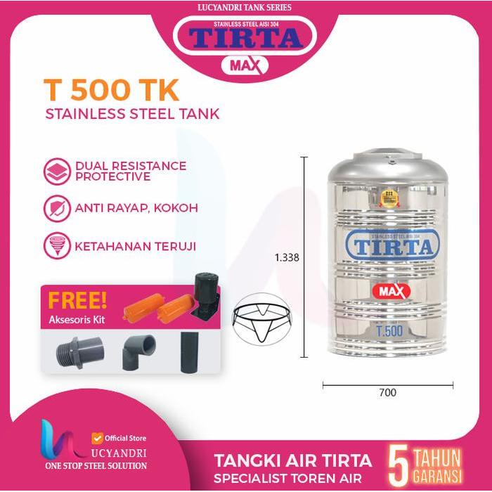 Tangki Air Stainless Steel Tirta T 500 TK Tandon Toren Air