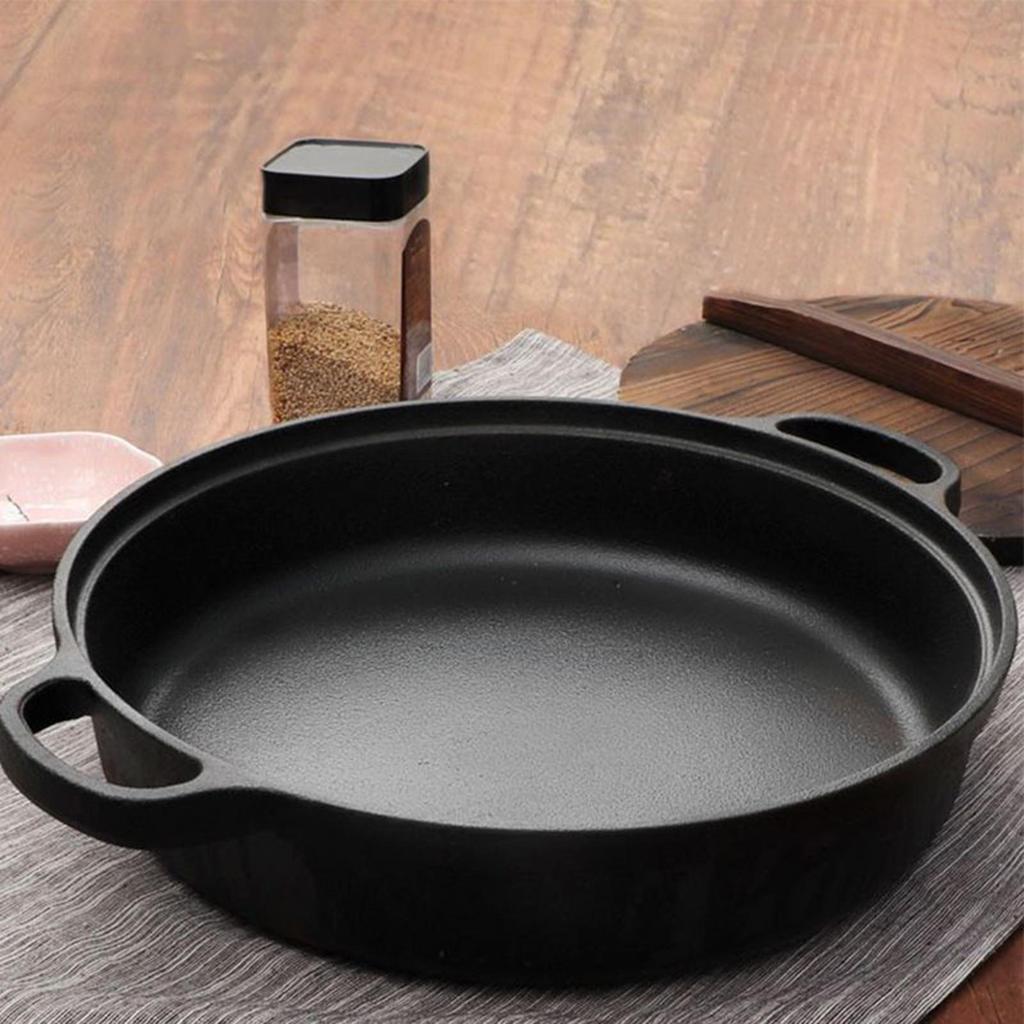 Non Stick Frying Pans With Clear Lid Round Cast Iron Griddle Pan Heat-Insulating Handle Cookware