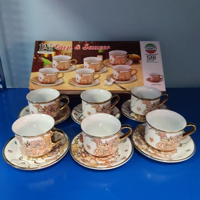 CUP & SAUCER 12 PCS G. FLOWER TANITI