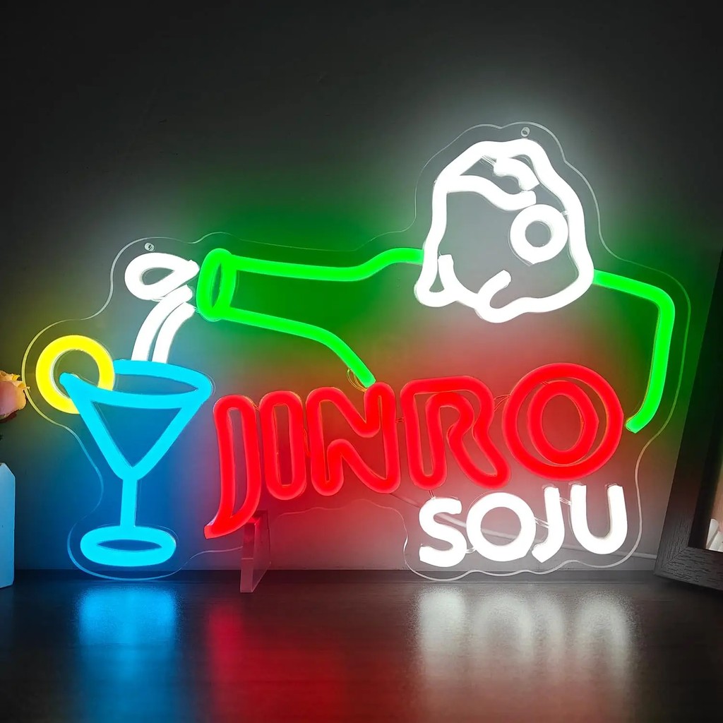 Jinro Soju Pub Neon Sign for Wall Decor LED Neon Light Sign Korean Frog Bar Bedroom Decor Club