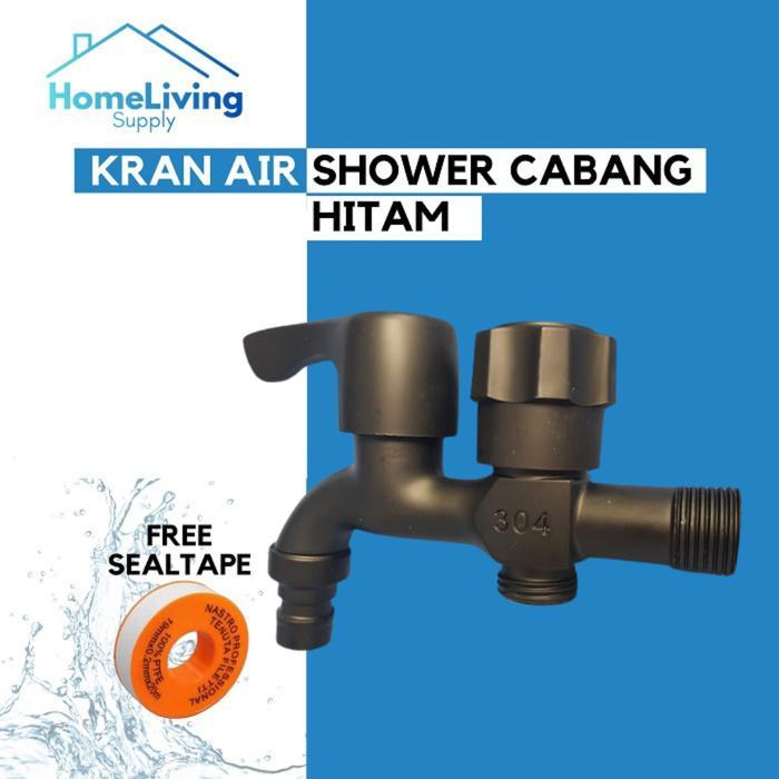 N3W Kran Air Shower 2 Cabang - Hitam