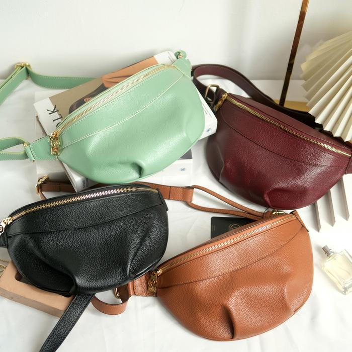 ORIGINAL Sendy Leather Tas Pinggang Selempang Kulit Wanita Waistbag Leather IVY READY STOCK