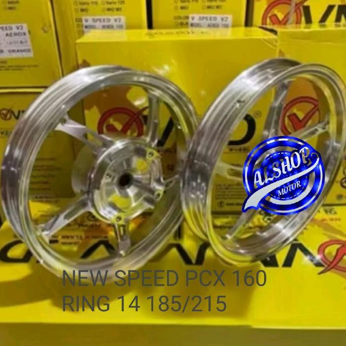 VELG RACING VND PCX V SPEED HONDA PCX 160 ABS PCX 160 CBS 185/215 RING 14 Foto Motor - CHROME NEW SP