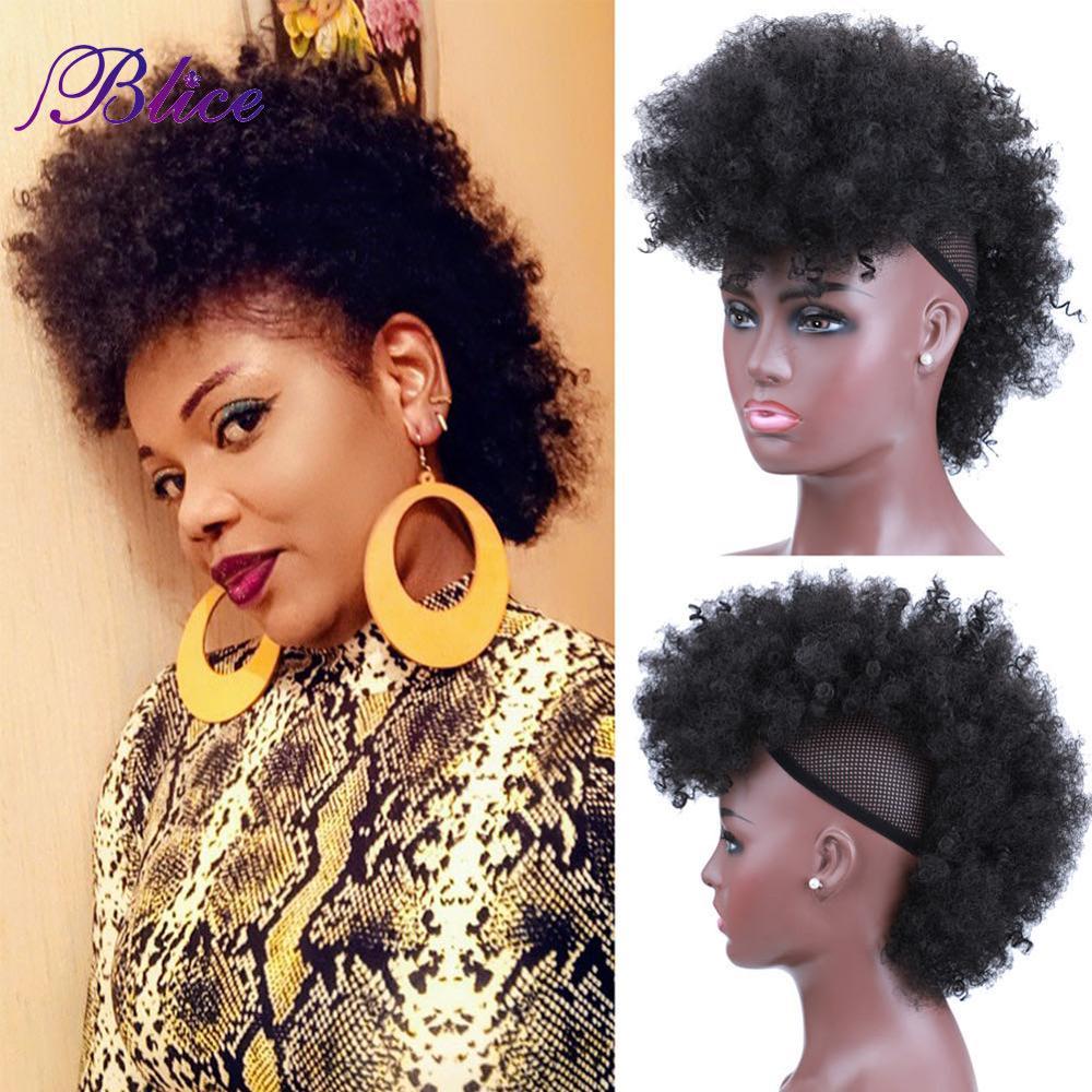 Blice Synthetic High Puff Frohawks Short Kinky Curly Style Mohawk Hair Extension Clip In Hairpiece