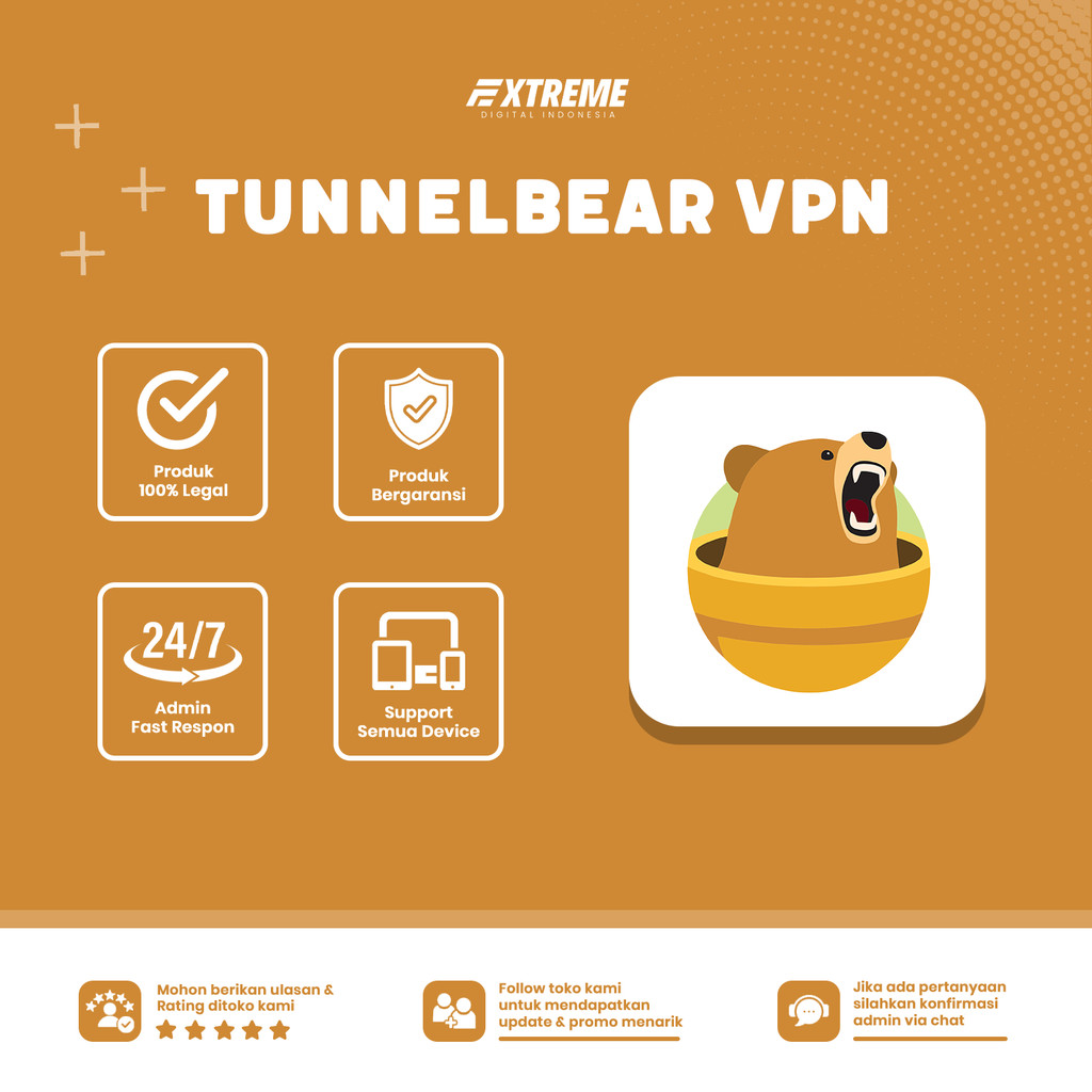 TunnelBear VPN Pro 1 Bulan | VPN Aman