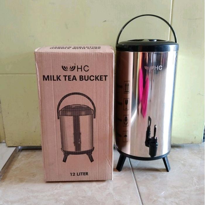 Jug Drink Jar Milk Tea Bucket Stainless Steel 12L - Polos HC