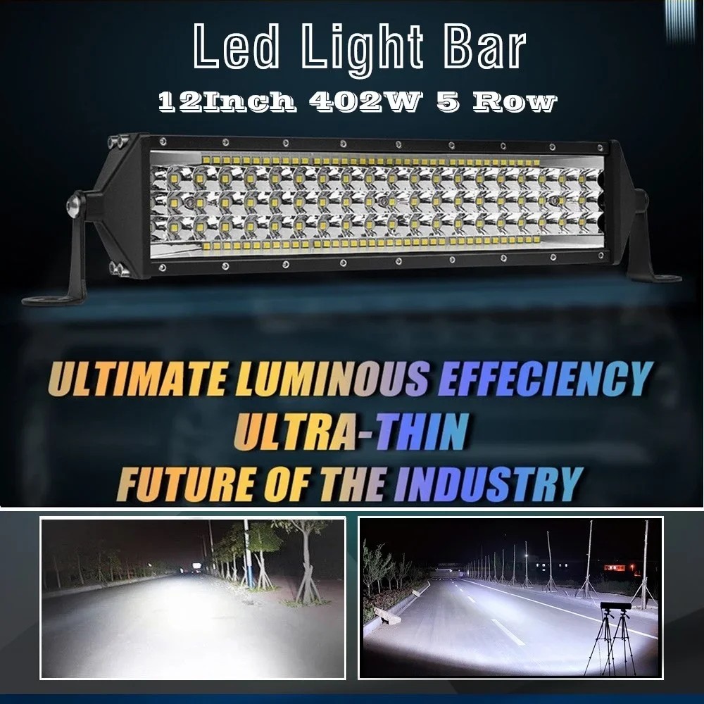 12inch 88LED 402W 5 rows LED Work Light Bar Spotlight Flood 12V 24V Offroad LED Light Bar For Truck