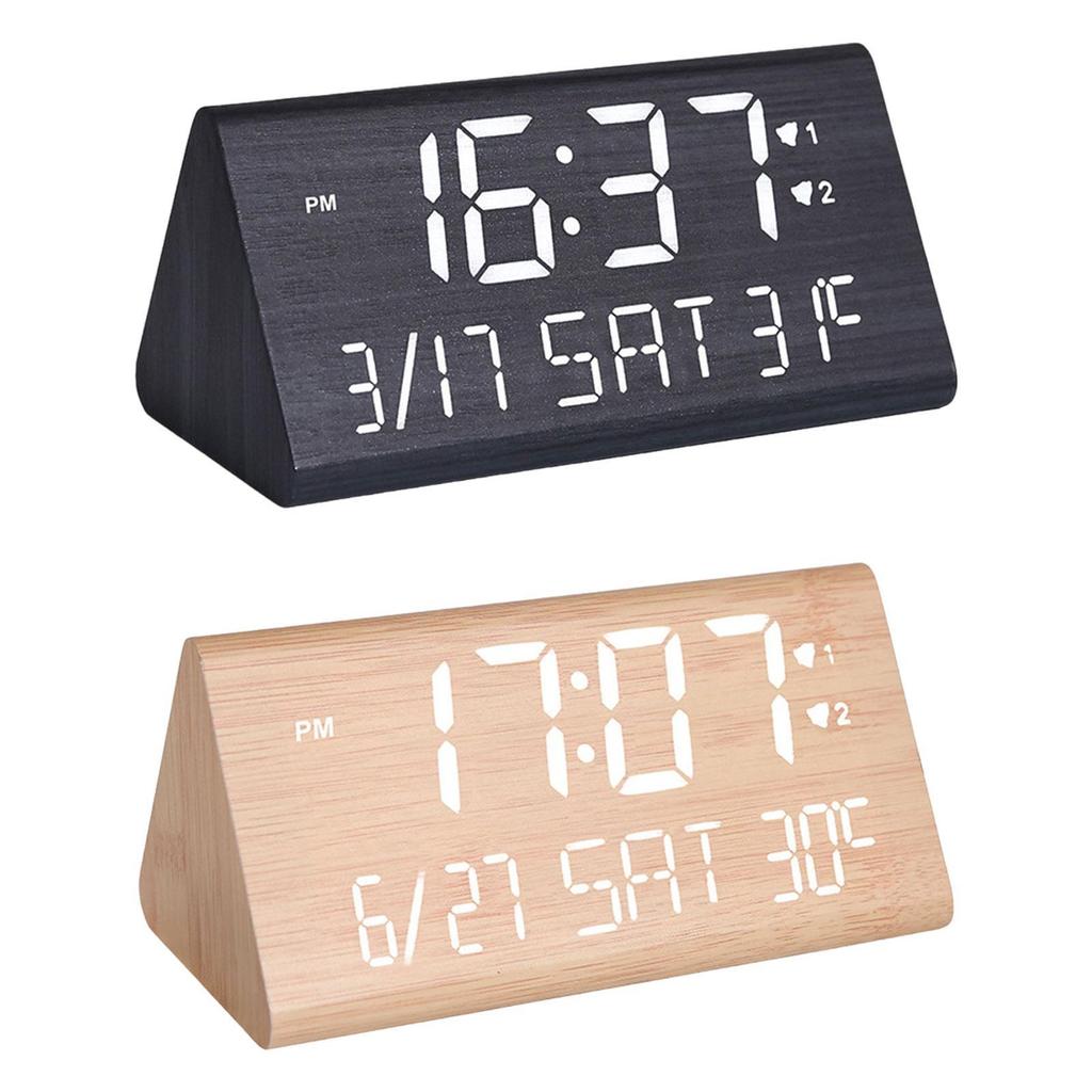 Digital Alarm Clock, Bedroom Alarm Clock, Wooden, Wood Decor