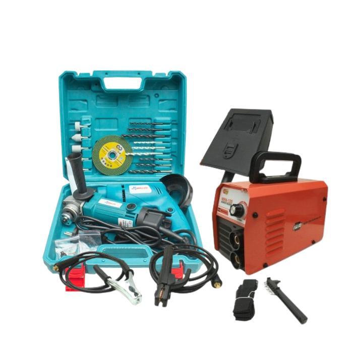 TERLARIS Paket Hemat 3 Item Mesin Bor Gerinda Set Cover dengan Mesin Las Mikayo 450Watt