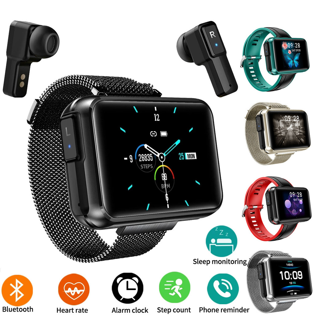 T91 Sports Smart Watch Men 2 in 1 TWS Wireless Earbuds Bluetooth Call Chat Intelligent Bracelet Fash