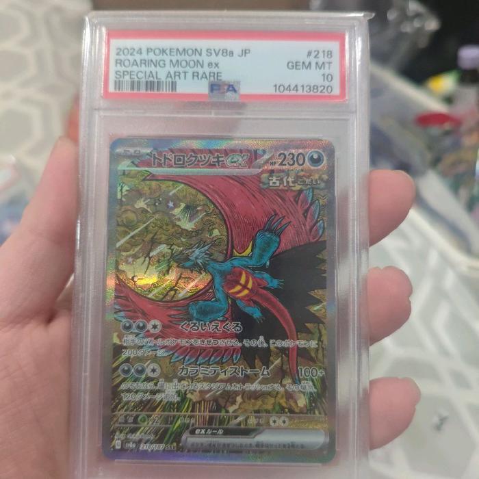 Psa 10 Roaring Moon ex sv8a SAR 218/187 shinji kanda Kartu Pokemon TCG Original