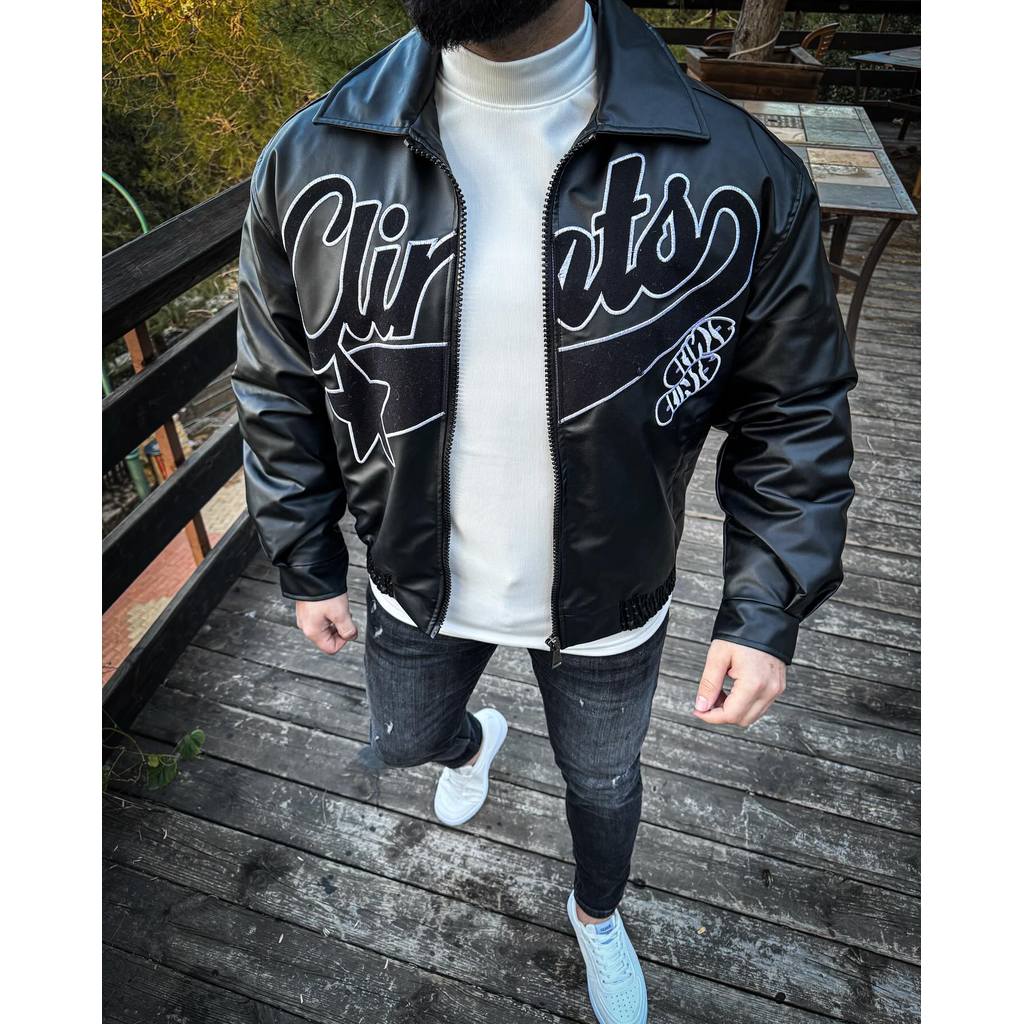 Y2k Gothic Punk Leather Jacket Hip Hop Punk Pattern Embroidered Motorcycle Jacket Fashionable and