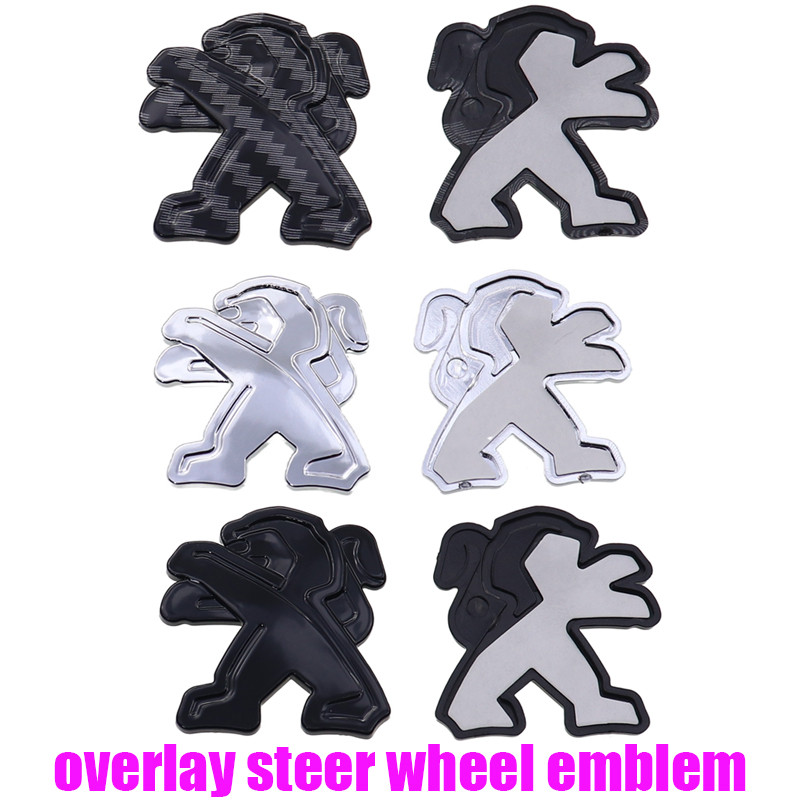 1pcs 3D overlay Hot sale Peugeot ABS steer wheel emblem Sticker Car Steering Wheel Sticker Car