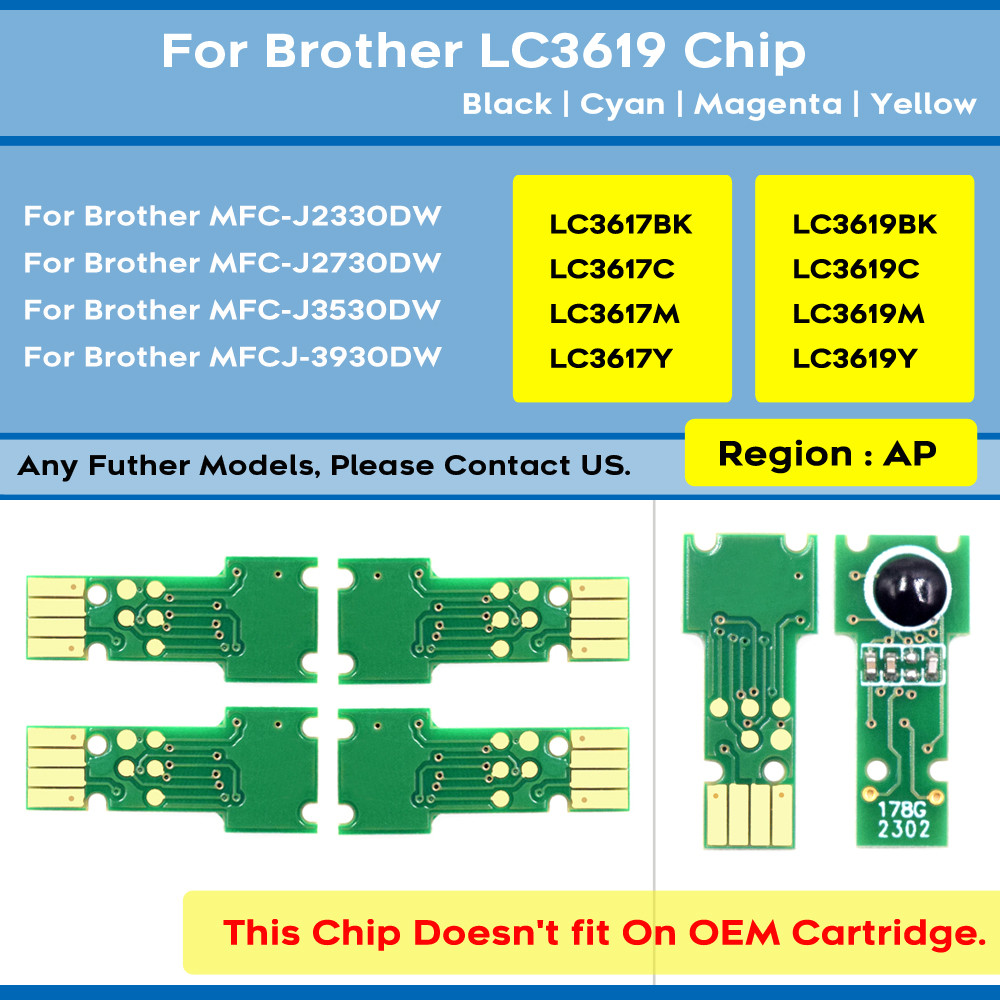 Asia Pacific One Time Cartridge Chip Lc3619 Lc3617 Lc3619Xl Lc3617Xl For Brother Mfc-J2330Dw