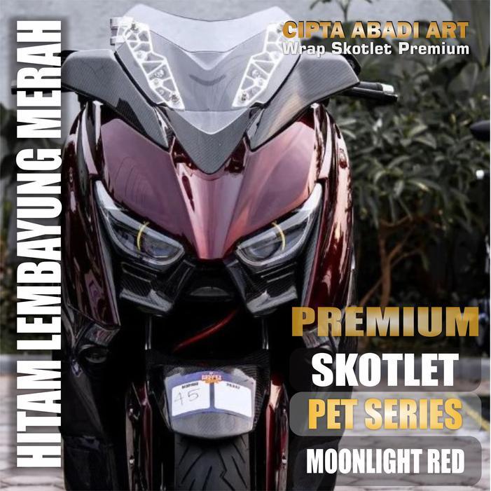 SKOTLET STIKER MOTOR HITAM LEMBAYUNG MERAH RED CHAMELEON GALAKTIK MEDEIRA SKOTLET MERAH BUNGLON