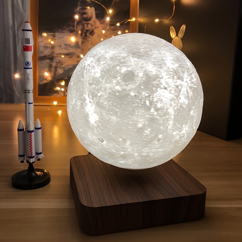 Levitating Moon Lamp, Magnetic Floating Moon Lamp Spinning Luna Night Light with 3 Color Modes, for