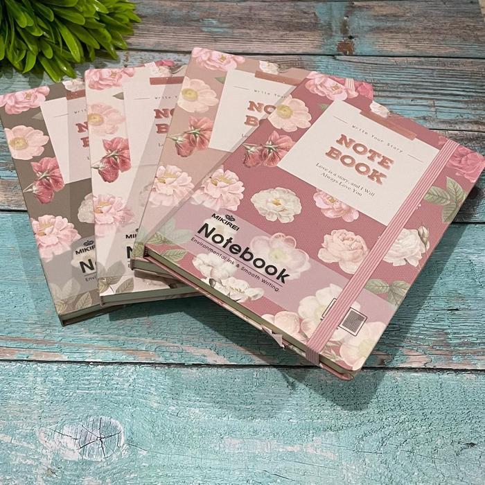 MIKIREI Hardcover Flowery Diary Buku Note Book Planner A5 Ruled Diary Bunga