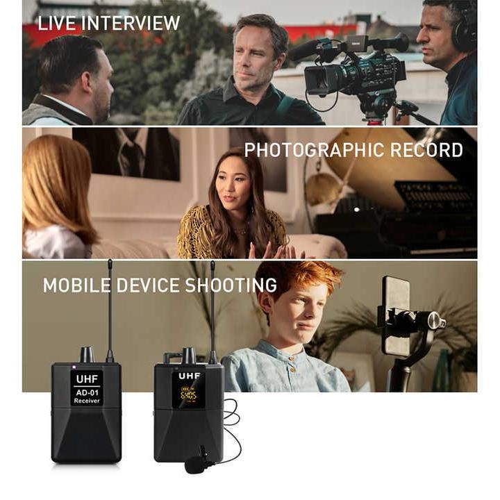 Mic WIRELESS MIC CLIP ON smartphone kamera UHF Hingga 50M untuk Rekam