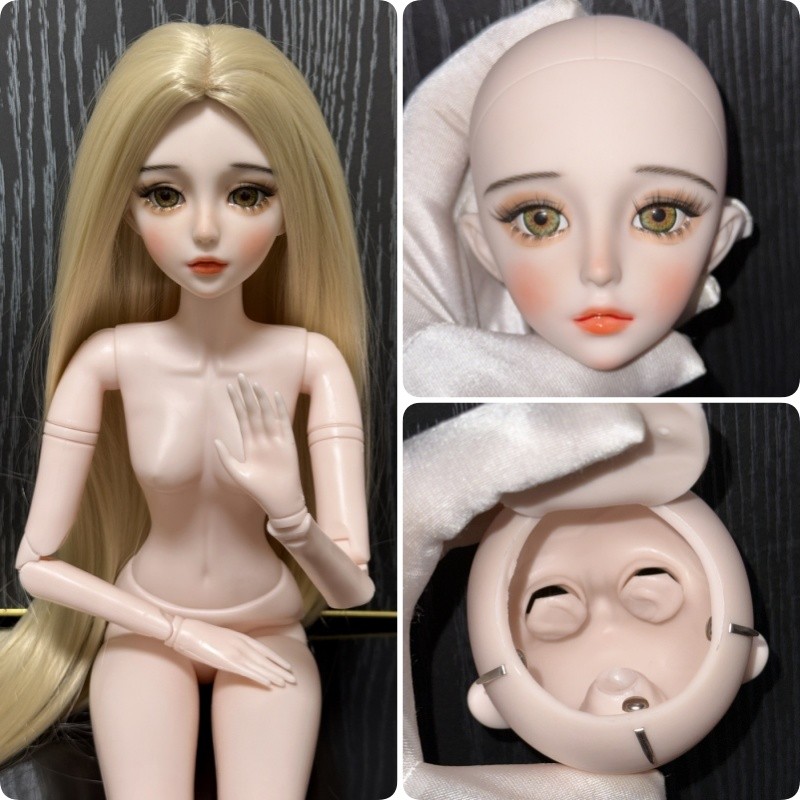 60Cm Handmade Bjd Doll Ball Jointed Doll For Girls With Green Blue Grey Eyes Diy Makeup Toy Gift For