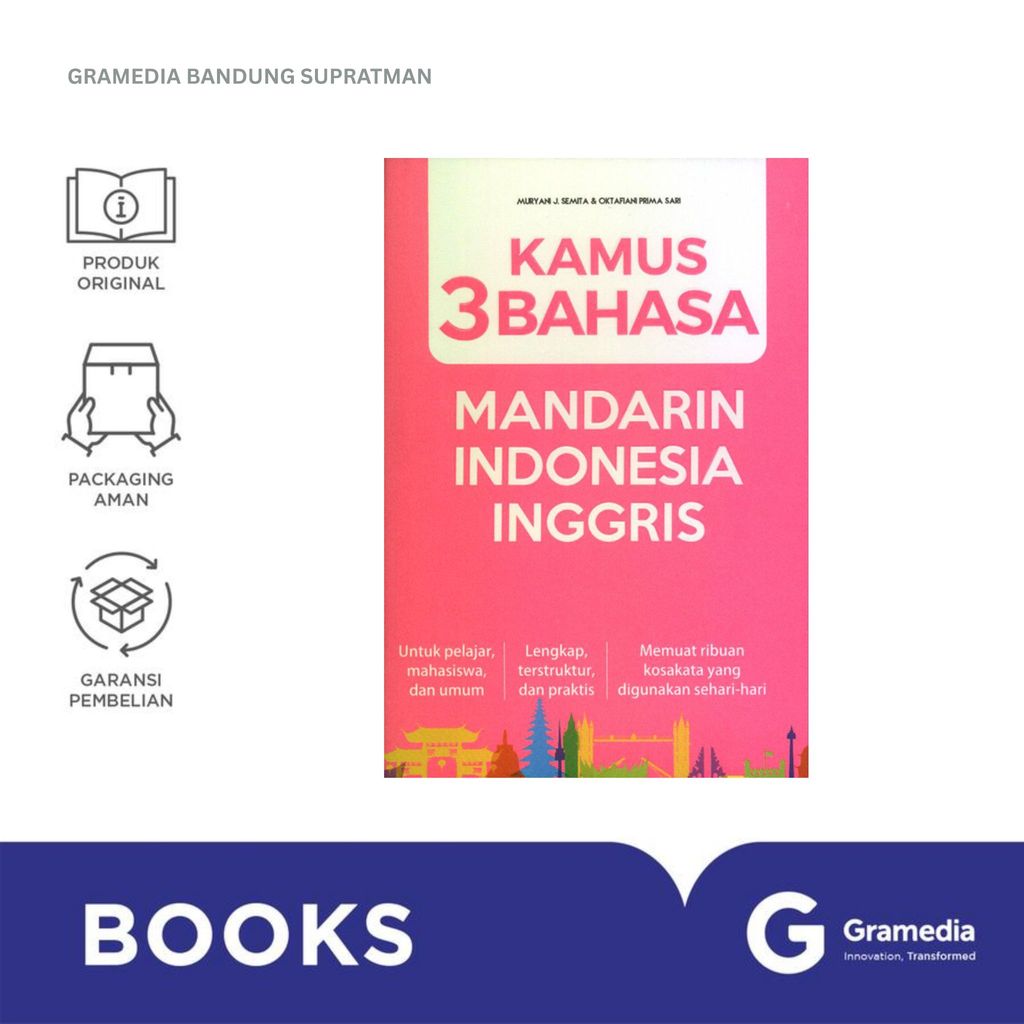 Gramedia Bandung Supratman | Buku KAMUS 3 BAHASA MANDARIN INDONESIA INGGRIS (2026) | Karya MURYANI J