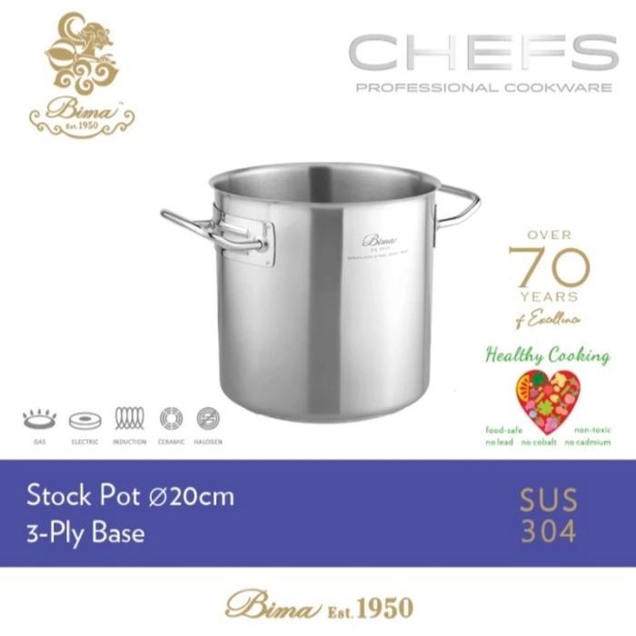 Stock Pot + Tutup Bima Chefs Stainless Sus304