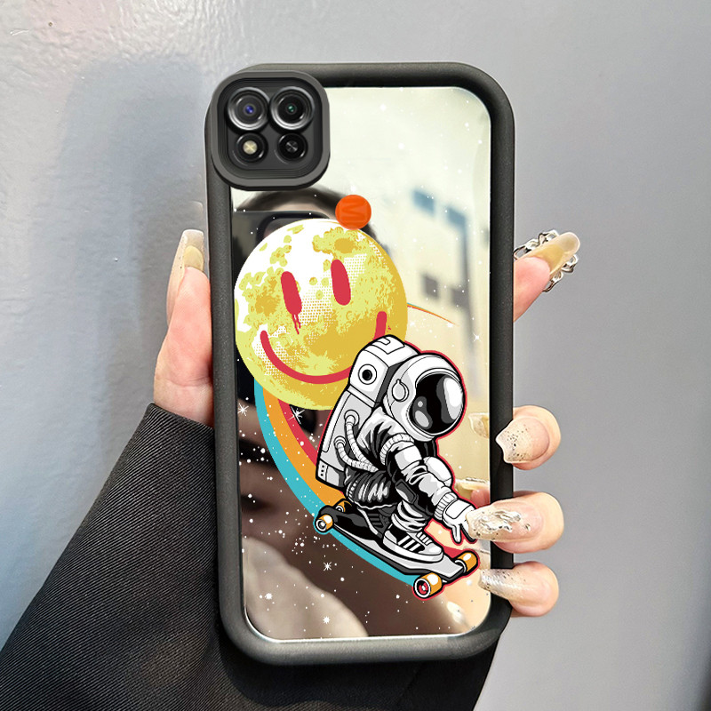 Casing Hp Untuk Xiaomi Redmi 9C Redmi 9C NFC Redmi 10A POCO C31 Case astronot NASA Kesing cermin Kas