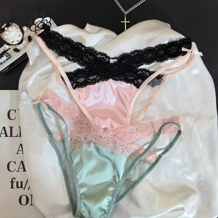 Celana Dalam Wanita Sexy Hot transparan halus Satin Renda cd Wanita Dewasa C275