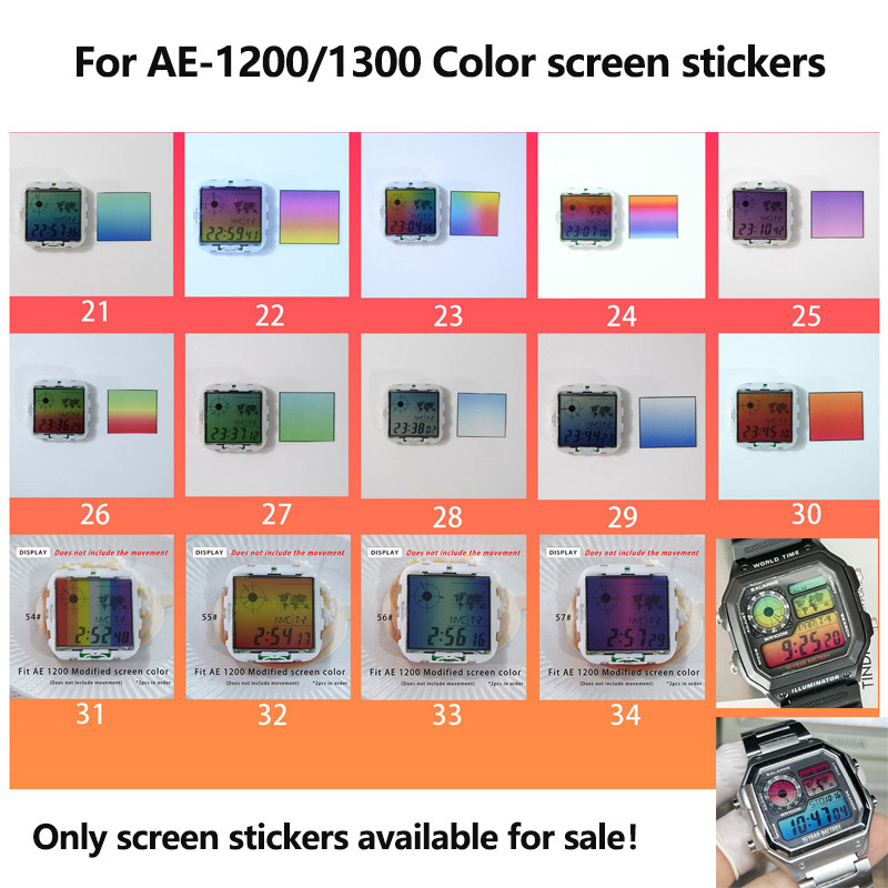 Rainbow Screen For Casio Ae-1200/ Ae1300 Watch Colorful Screen Display Overlay Sticker Diy Ification