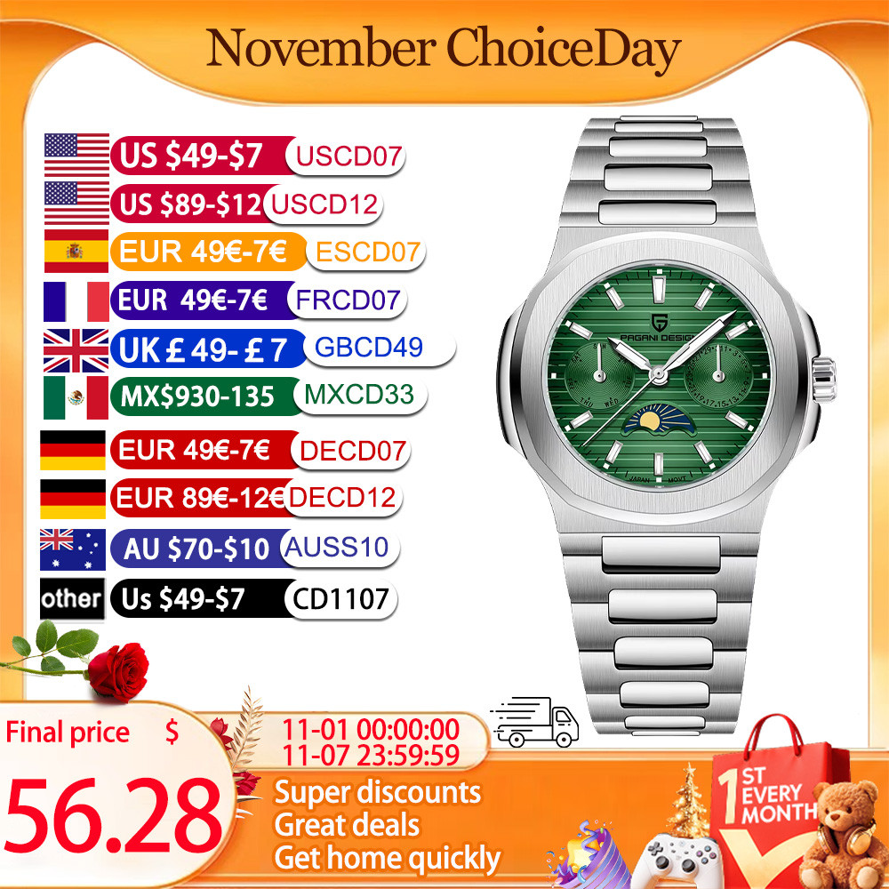 Pagani design 2025new women's watch luxury quartz watch top Sapphire luminous chronograph watch