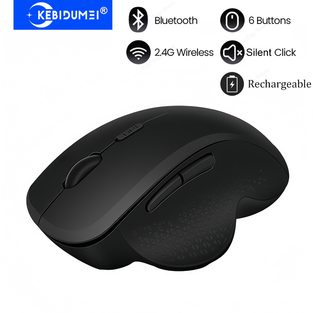 Dual-mode Bluetooth Mouse 2.4G Wireless Mouse 6 Button Ergonomic Mouse 400mAh Rechargeable Gaming