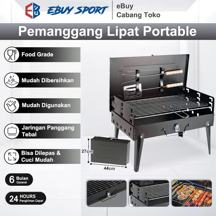 PEMANGGANG BBQ LIPAT PORTABLE - Untuk Camping & Backyard, Panggang Ikan/Ayam/Sate, Desain Ringkas &